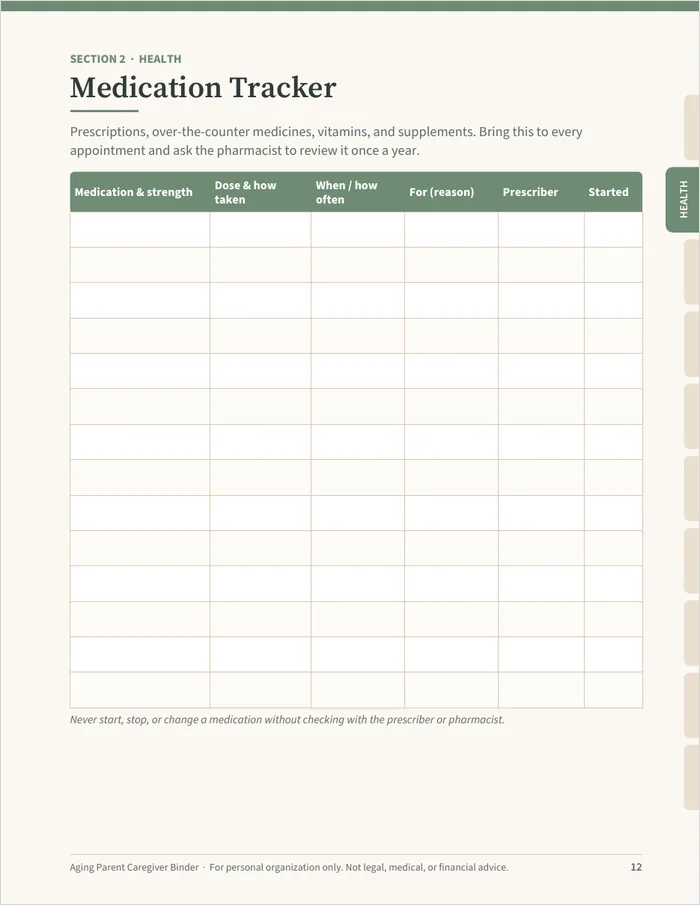 Medication Tracker page