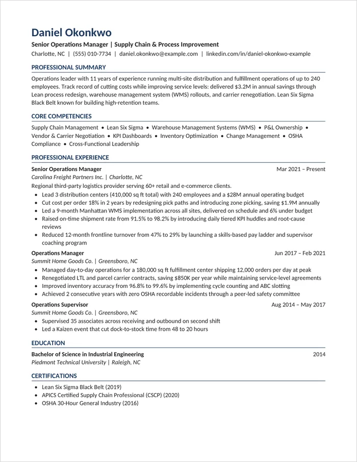 Experienced Professional resume template